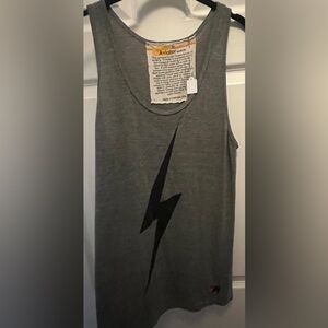 New Aviator Nation size Medium Heather Grey/ Black Lightning Bolt Flash Tank Top